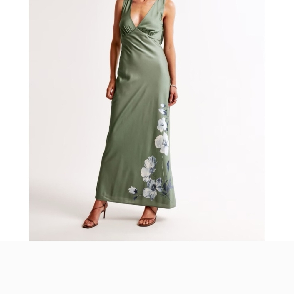 Abercrombie & Fitch Green Floral Wedding Dress